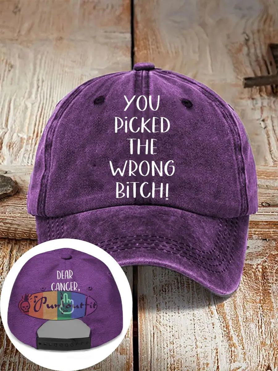 Dear cancer you picked the wrong bitch neutral hats Purple / ONE