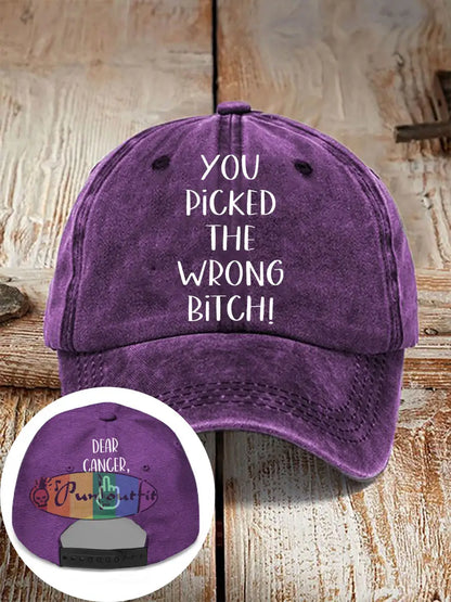 Dear cancer you picked the wrong bitch neutral hats Purple / ONE