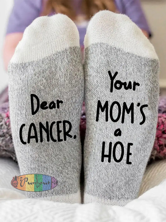 Dear cancer Your mom’s a hoe neutral socks Light Gray / ONE