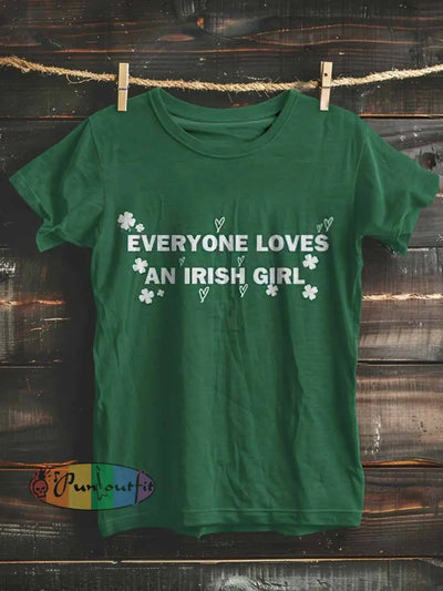 Everyong Loves An Irish Girl Print Casual Short Sleeves T-Shirt Green / S