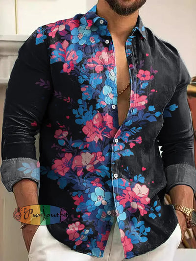Gentleman Vintage Abstract Art Print Long Sleeve Shirt Colorful / S