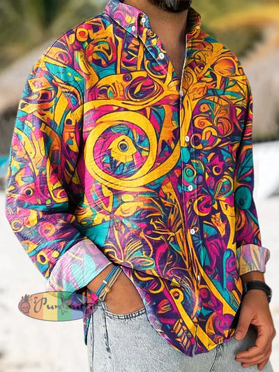 Gentleman Vintage Colorful Art Print Long Sleeve Shirt / S