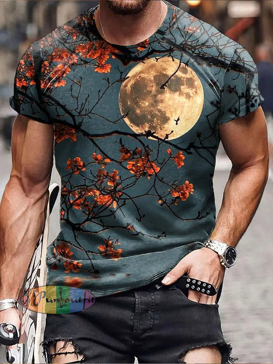 Gentleman Vintage Moon Plum Art Print Short Sleeve T-Shirt Colorful / S