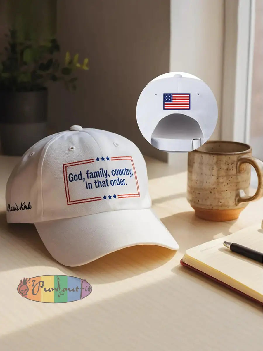 God Family Country In That Order Hat White / ONE