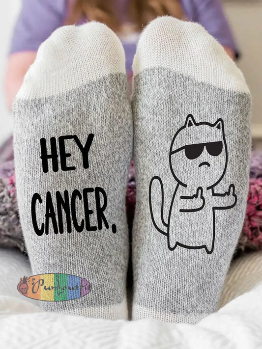 Hey cancer unisex socks Light Gray / ONE