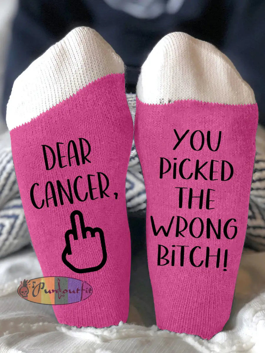 Hey cancer you picked the wrong bitch unisex socks Rose Red / One