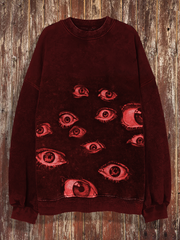 Unisex Fantasy Eyes Print Halloween Crew Neck Casual Sweatshirt