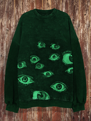 Unisex Fantasy Eyes Print Halloween Crew Neck Casual Sweatshirt