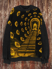 Unisex Devil's Road Print Halloween Crew Neck Casual Sweatshirt