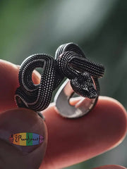 Male Punk Snake Three Dimensional Winding Finger Ring Acc