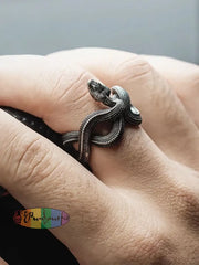 Male Punk Snake Three Dimensional Winding Finger Ring Acc