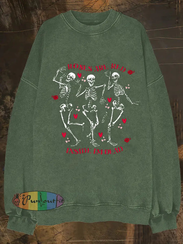 Man`s Happy Skull Love Print Crew Neck Casual Sweatshirt Colorful / S