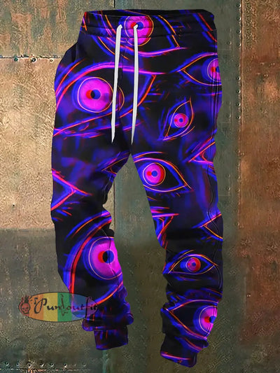 Men’s 3D Magic Eyes Halloween Print Sweatpants Black / S