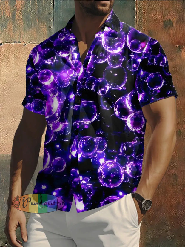 Men’s 3D Water Droplets Print Punk Style Short Sleeve Shirt Colorful / S