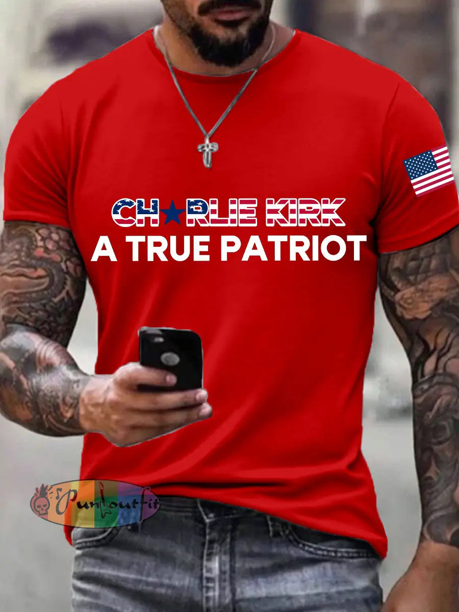 Men’s A True Patriot Print T-shirt Red / S