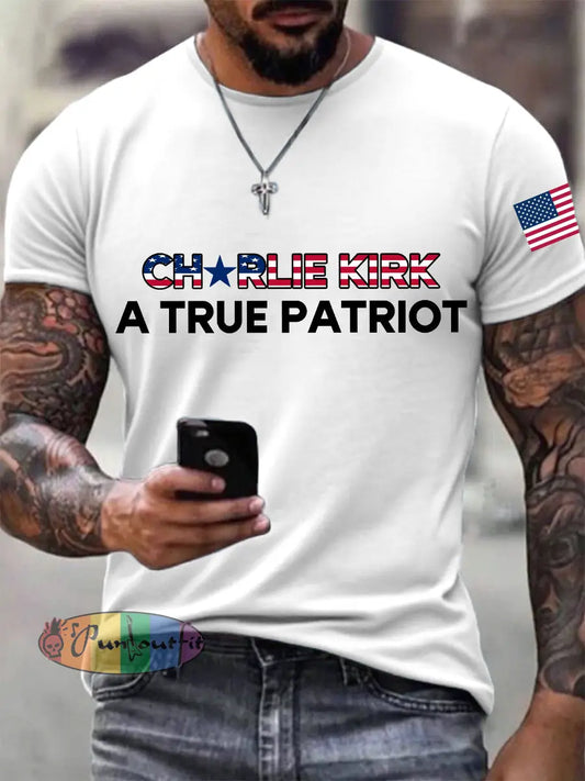 Men’s A True Patriot Print T-shirt White / S