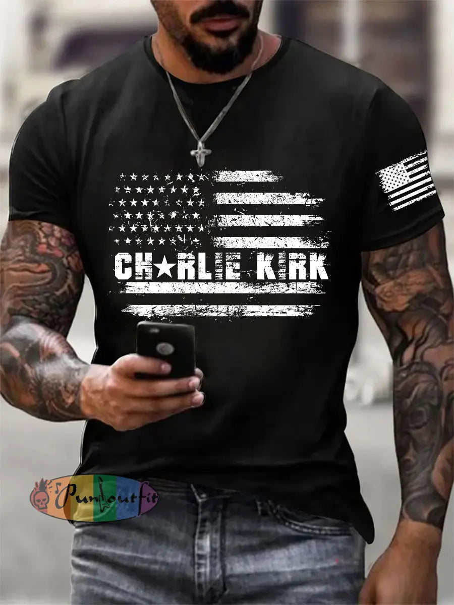 Men’s A True Patriot Printed Casual T-Shirt Black / S