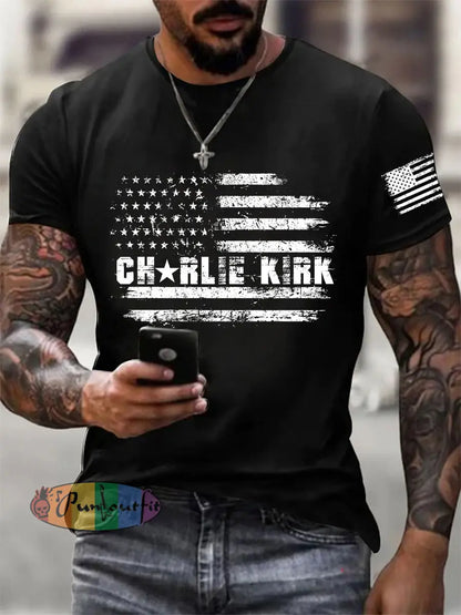 Men’s A True Patriot Printed Casual T-Shirt Black / S