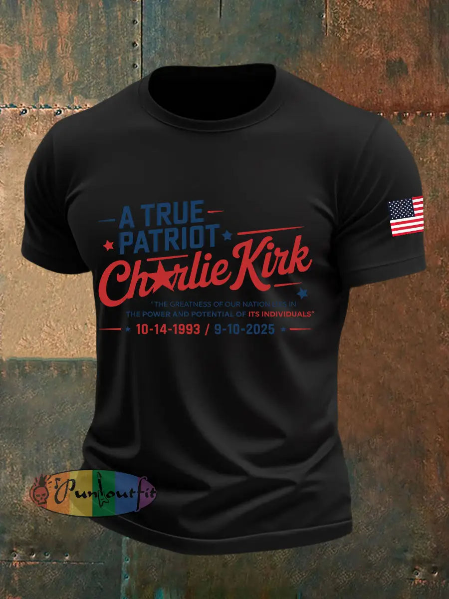 Men’s A True Patriot Printed Casual T-Shirt Black / S