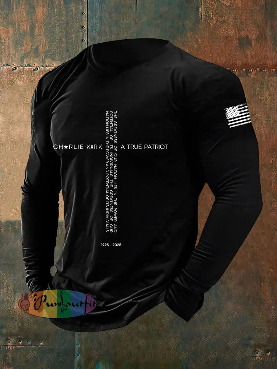 Men’s A True Patriot Printed Casual T-Shirt Black / S