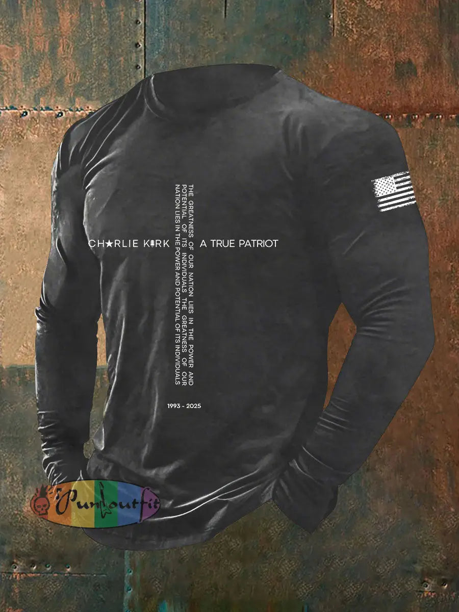 Men’s A True Patriot Printed Casual T-Shirt Dark Gray / S