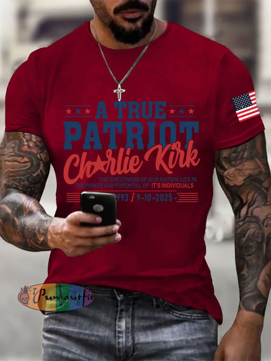 Men’s A True Patriot Printed Casual T-Shirt Deep Red / S