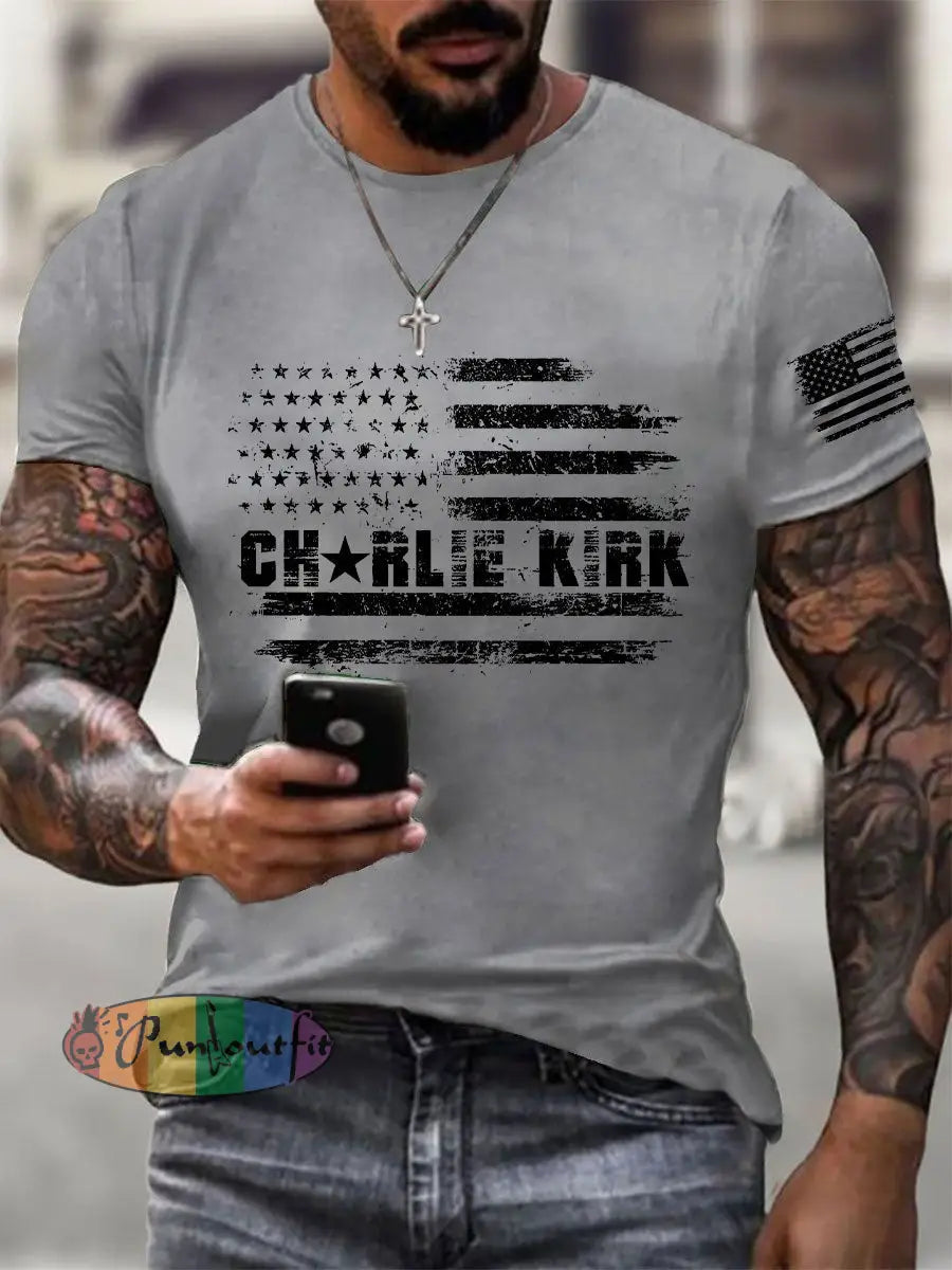 Men’s A True Patriot Printed Casual T-Shirt Light Gray / S