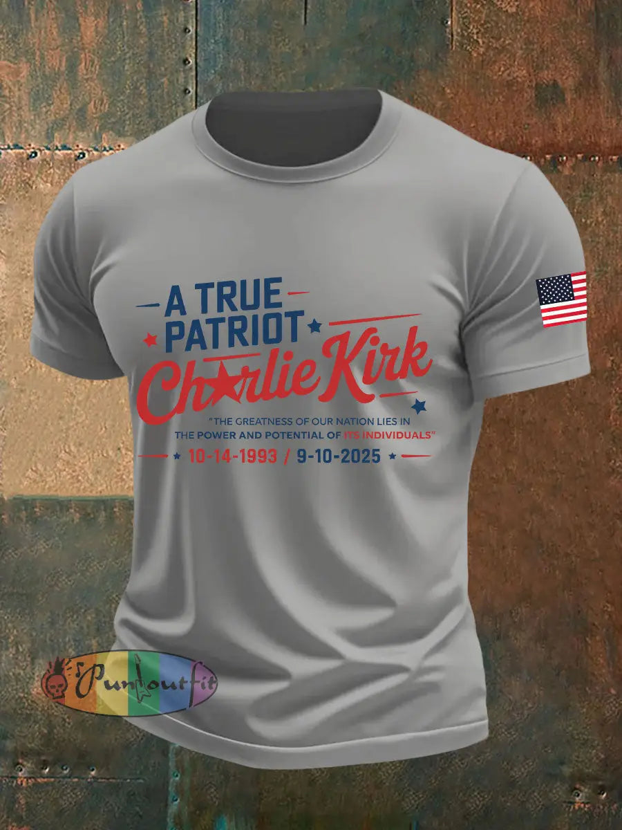 Men’s A True Patriot Printed Casual T-Shirt Light Gray / S
