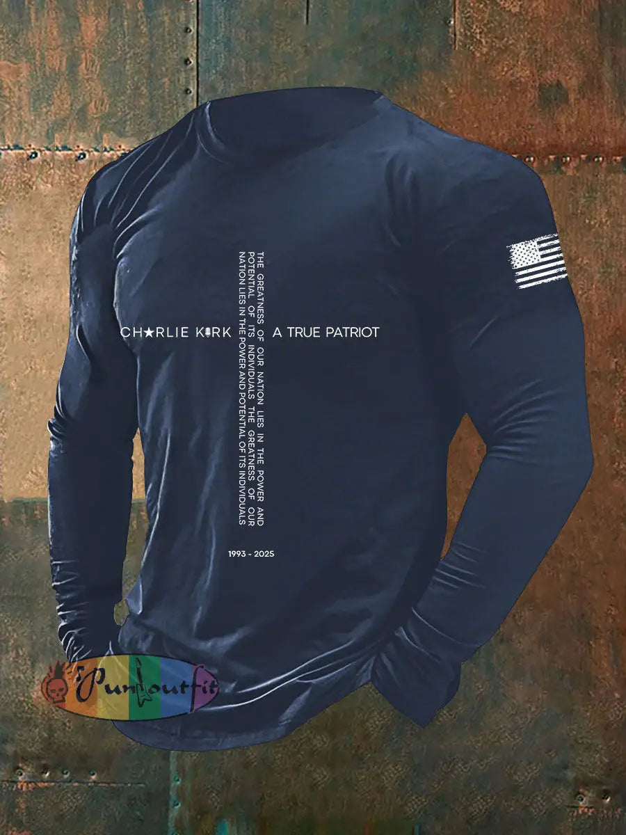 Men’s A True Patriot Printed Casual T-Shirt Navy Blue / S