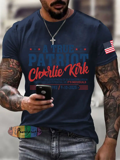 Men’s A True Patriot Printed Casual T-Shirt Navy Blue / S