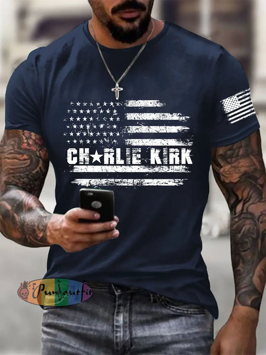Men’s A True Patriot Printed Casual T-Shirt Navy Blue / S