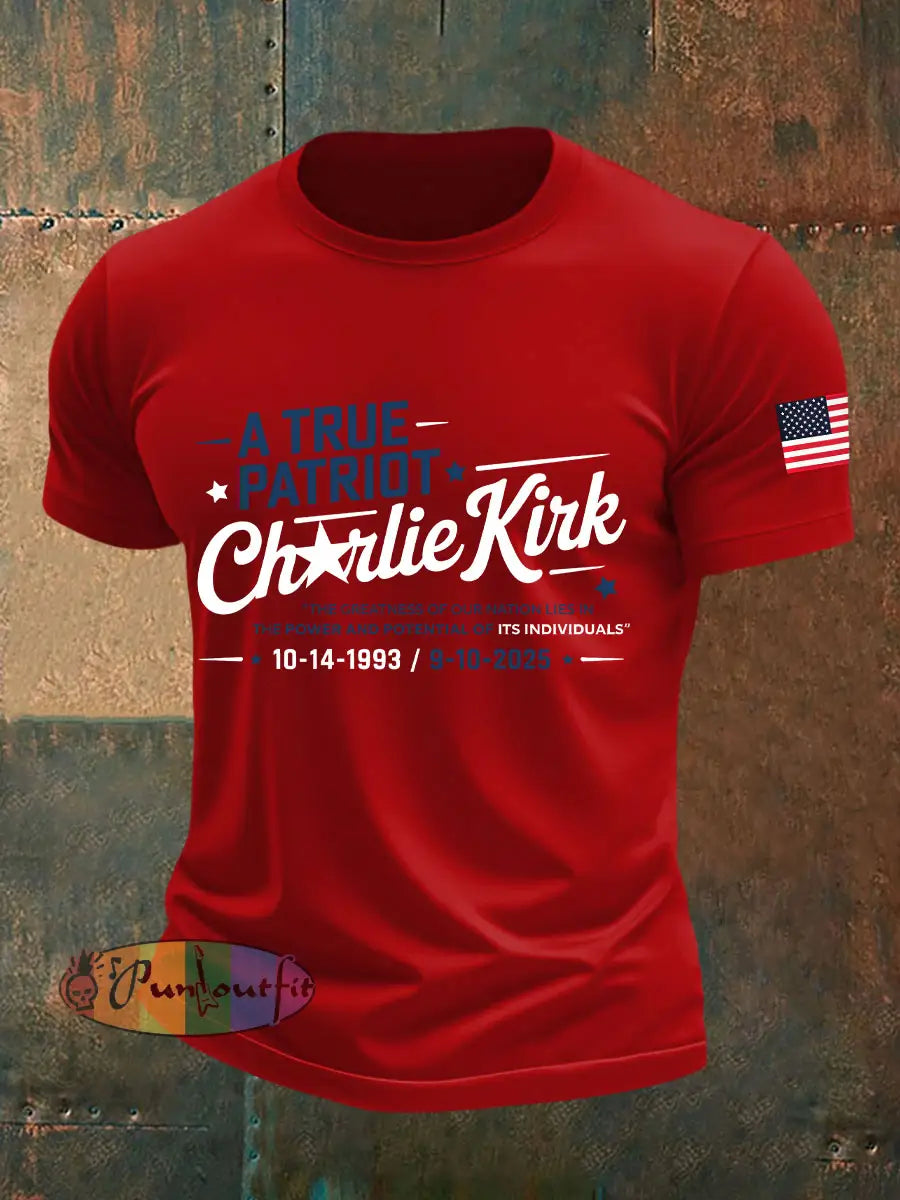 Men’s A True Patriot Printed Casual T-Shirt Pure Red / S