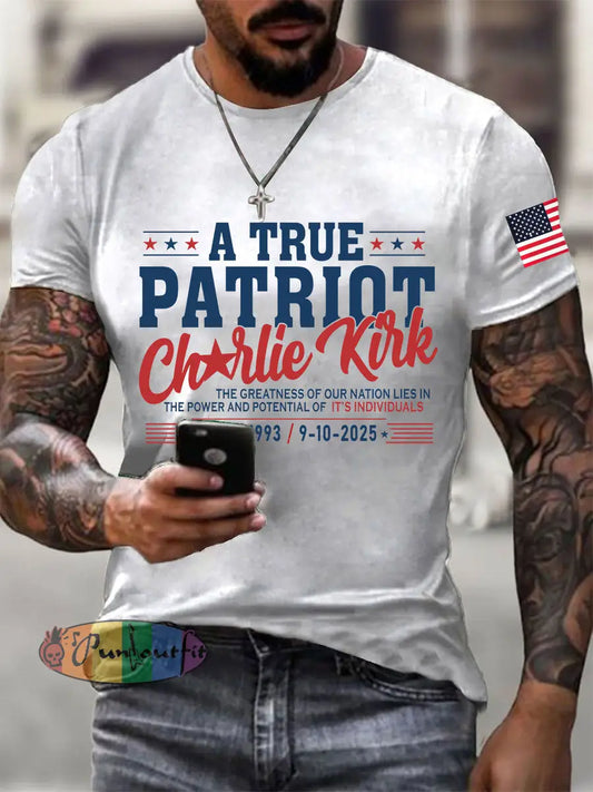 Men’s A True Patriot Printed Casual T-Shirt White / S