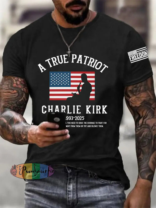 Men’s A True Patriot R.I.P Charlie Kirk Tee Black / S