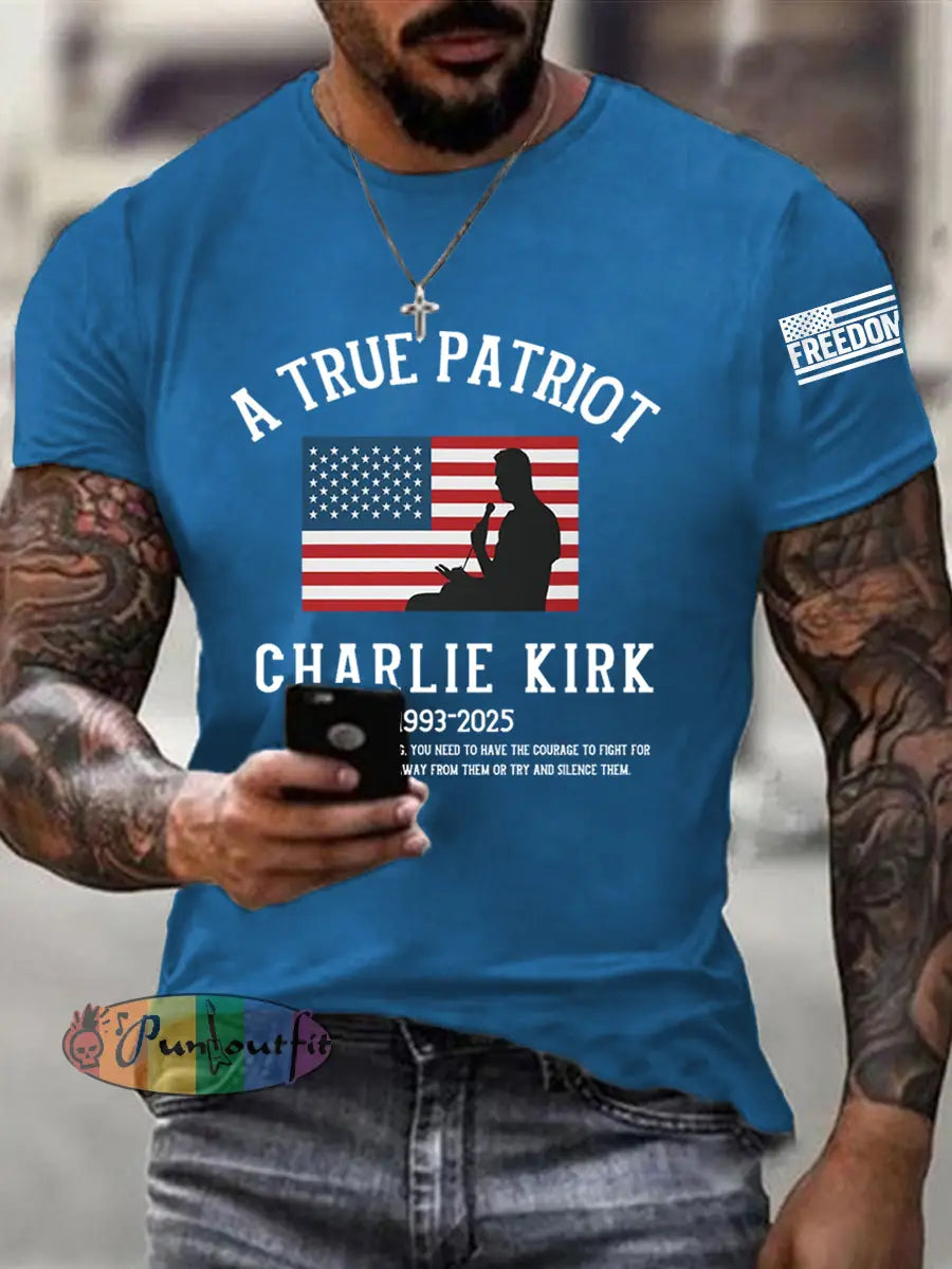 Men’s A True Patriot R.I.P Charlie Kirk Tee Blue / S