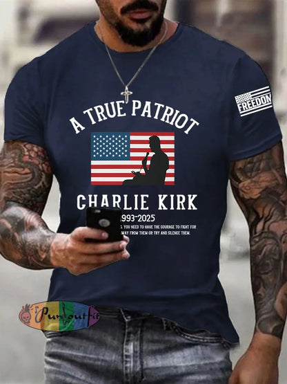 Men’s A True Patriot R.I.P Charlie Kirk Tee Navy Blue / S