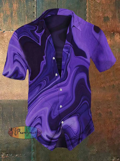 Men’s Abstract Aurora Halloween Print Casual Vintage Shirt Colorful / S
