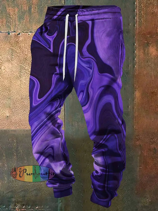 Men’s Abstract Aurora Halloween Print Sweatpants Colorful / S