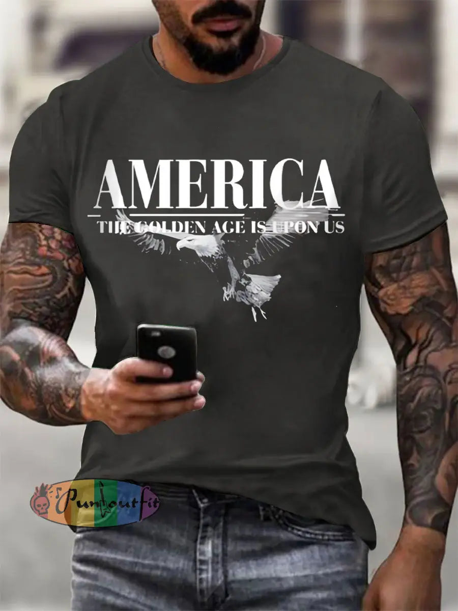 Men’s America The Golden Age Is Upon Us Print T-shirt Dark Gray / S