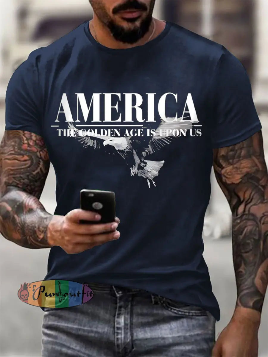 Men’s America The Golden Age Is Upon Us Print T-shirt Navy Blue / S