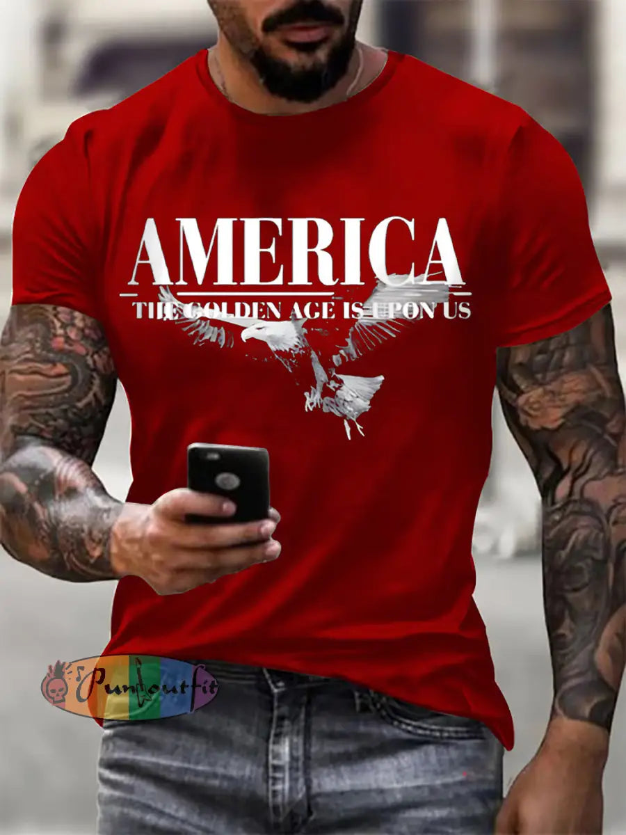 Men’s America The Golden Age Is Upon Us Print T-shirt Pure Red / S