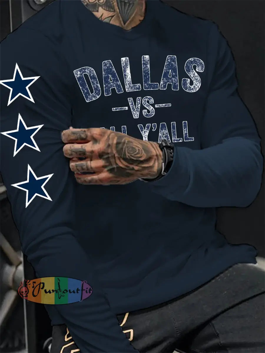Men’s American Football Long Sleeve T Shirt Navy Blue / S