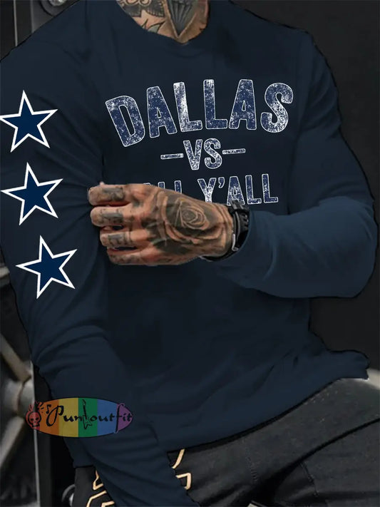 Men’s American Football Long Sleeve T Shirt Navy Blue / S