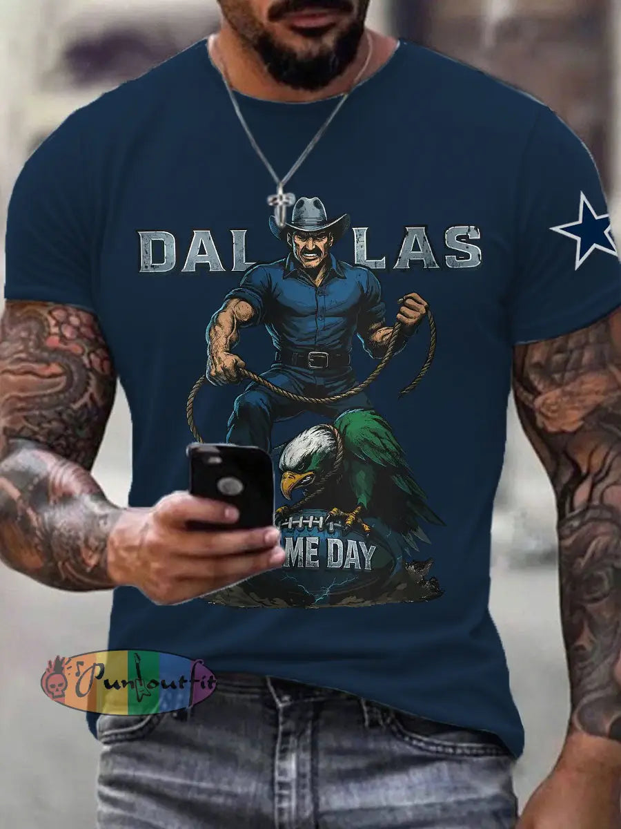 Men’s American Football T Shirt Navy Blue / S
