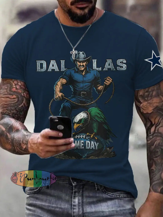 Men’s American Football T Shirt Navy Blue / S