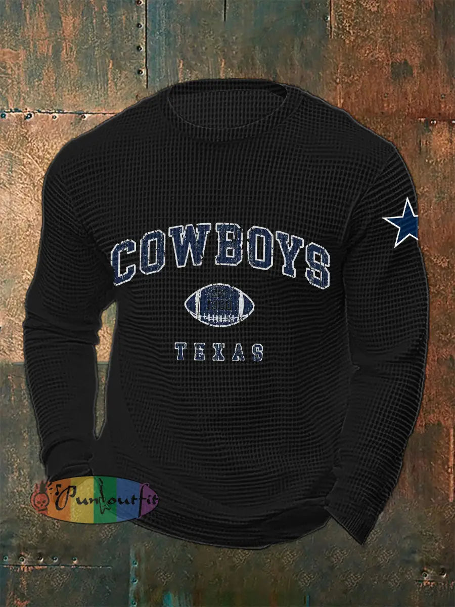 Men’s American Football Waffle Long Sleeve T shirt Black / S