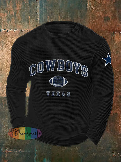 Men’s American Football Waffle Long Sleeve T shirt Black / S