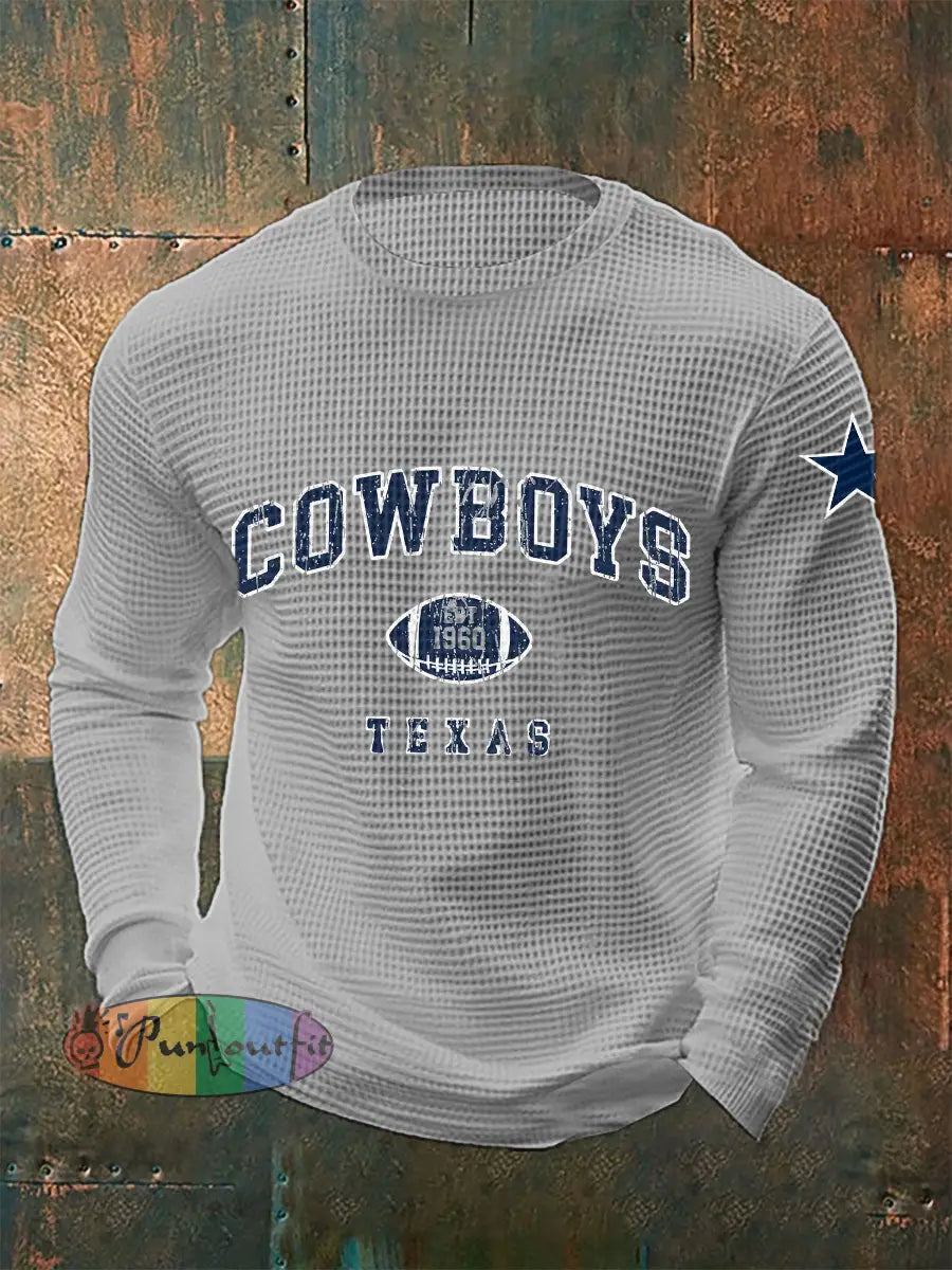 Men’s American Football Waffle Long Sleeve T shirt Gray / S