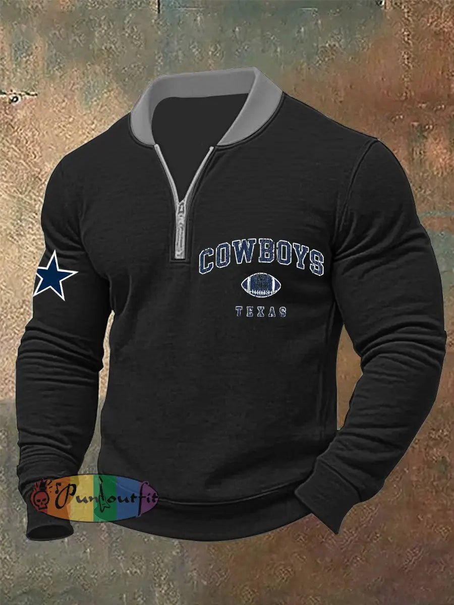 Men’s American Football Zipper Hoodie Black / S