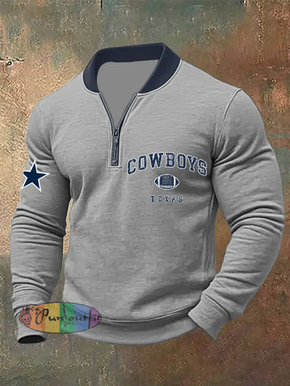Men’s American Football Zipper Hoodie Gray / S